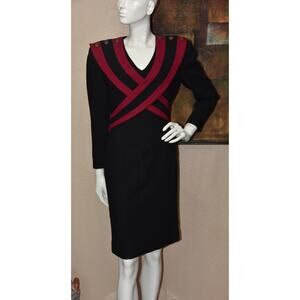 Arthea Beker Fashions Vintage Long Sleeve Wool Dress Size 8